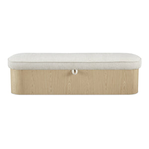 Moe's Home Sonny Elegant Storage Bench With Hydraulic Lift Top And Plush Oatmeal Upholstery For Stylish Comfort Natural Upholstery, 92% Polyester,8% Cotton,Ash Veener & Solid Ash Frame Base Ew-1031-24