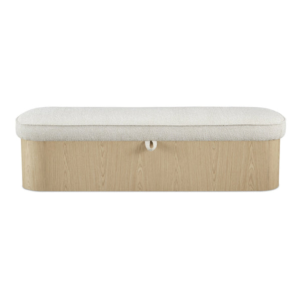 Moe's Home Sonny Elegant Storage Bench With Hydraulic Lift Top And Plush Oatmeal Upholstery For Stylish Comfort Natural Upholstery, 92% Polyester,8% Cotton,Ash Veener & Solid Ash Frame Base Ew-1031-24