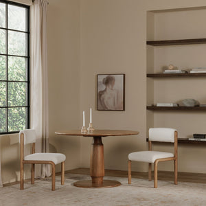 Moe's Home April Dining Chair Set Of 2 - Plush Upholstery, Curved Design, Solid Ash Frame, No Assembly Needed White Upholstery, 65% Polyester,5% Nylon,22% Acrylic,8% Wool,Solid Ash Wood Frame Ew-1033-18