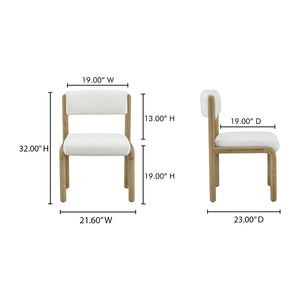 Moe's Home April Dining Chair Set Of 2 - Plush Upholstery, Curved Design, Solid Ash Frame, No Assembly Needed White Upholstery, 65% Polyester,5% Nylon,22% Acrylic,8% Wool,Solid Ash Wood Frame Ew-1033-18