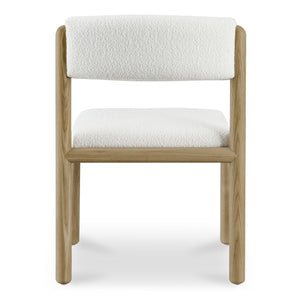 Moe's Home April Dining Chair Set Of 2 - Plush Upholstery, Curved Design, Solid Ash Frame, No Assembly Needed White Upholstery, 65% Polyester,5% Nylon,22% Acrylic,8% Wool,Solid Ash Wood Frame Ew-1033-18