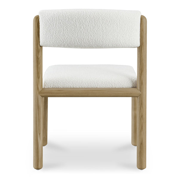 Moe's Home April Dining Chair Set Of 2 - Plush Upholstery, Curved Design, Solid Ash Frame, No Assembly Needed White Upholstery, 65% Polyester,5% Nylon,22% Acrylic,8% Wool,Solid Ash Wood Frame Ew-1033-18