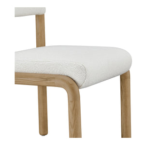 Moe's Home April Dining Chair Set Of 2 - Plush Upholstery, Curved Design, Solid Ash Frame, No Assembly Needed White Upholstery, 65% Polyester,5% Nylon,22% Acrylic,8% Wool,Solid Ash Wood Frame Ew-1033-18