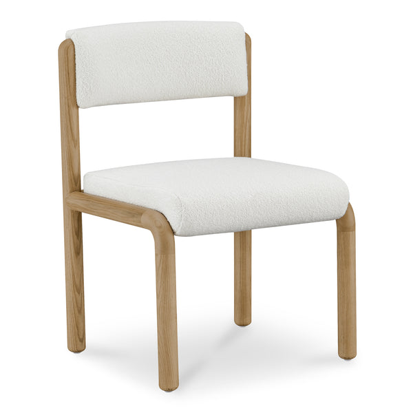 Moe's Home April Dining Chair Set Of 2 - Plush Upholstery, Curved Design, Solid Ash Frame, No Assembly Needed White Upholstery, 65% Polyester,5% Nylon,22% Acrylic,8% Wool,Solid Ash Wood Frame Ew-1033-18