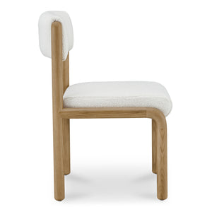 Moe's Home April Dining Chair Set Of 2 - Plush Upholstery, Curved Design, Solid Ash Frame, No Assembly Needed White Upholstery, 65% Polyester,5% Nylon,22% Acrylic,8% Wool,Solid Ash Wood Frame Ew-1033-18