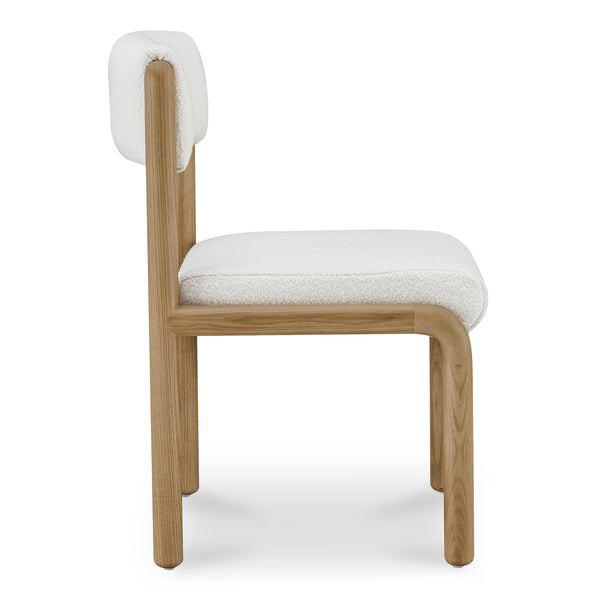 Moe's Home April Dining Chair Set Of 2 - Plush Upholstery, Curved Design, Solid Ash Frame, No Assembly Needed White Upholstery, 65% Polyester,5% Nylon,22% Acrylic,8% Wool,Solid Ash Wood Frame Ew-1033-18