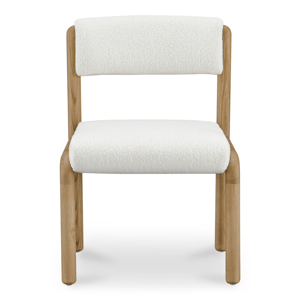 Moe's Home April Dining Chair Set Of 2 - Plush Upholstery, Curved Design, Solid Ash Frame, No Assembly Needed White Upholstery, 65% Polyester,5% Nylon,22% Acrylic,8% Wool,Solid Ash Wood Frame Ew-1033-18