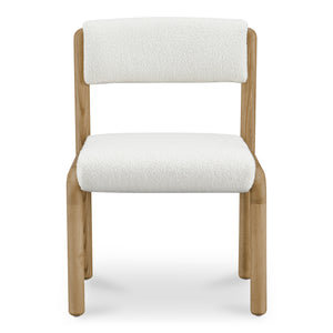 Moe's Home April Dining Chair Set Of 2 - Plush Upholstery, Curved Design, Solid Ash Frame, No Assembly Needed White Upholstery, 65% Polyester,5% Nylon,22% Acrylic,8% Wool,Solid Ash Wood Frame Ew-1033-18