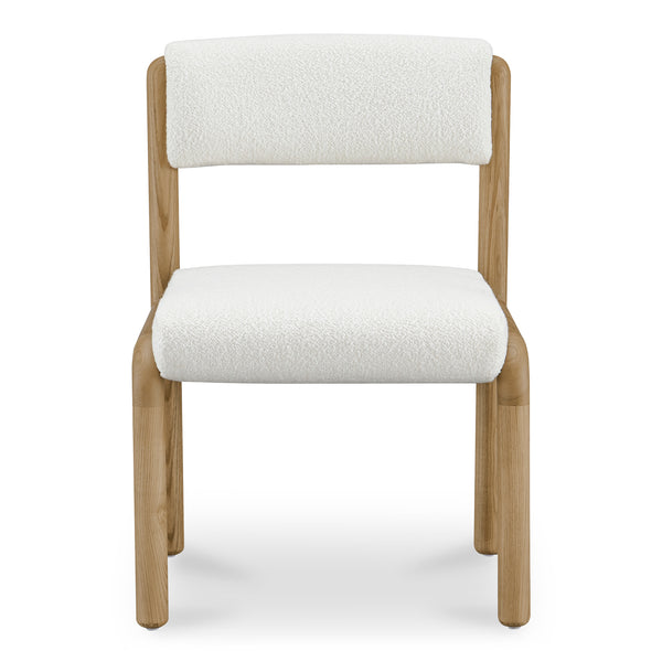 Moe's Home April Dining Chair Set Of 2 - Plush Upholstery, Curved Design, Solid Ash Frame, No Assembly Needed White Upholstery, 65% Polyester,5% Nylon,22% Acrylic,8% Wool,Solid Ash Wood Frame Ew-1033-18
