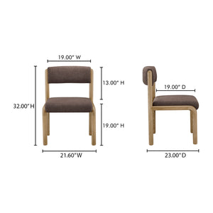 Moe's Home April Dining Chair Set Of 2 - Plush Upholstery, Curved Design, Solid Ash Frame, No Assembly Needed Brown Upholstery, 96% Polyester,4% Nylon,Solid Ash Wood Frame Ew-1033-20