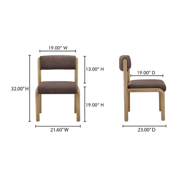 Moe's Home April Dining Chair Set Of 2 - Plush Upholstery, Curved Design, Solid Ash Frame, No Assembly Needed Brown Upholstery, 96% Polyester,4% Nylon,Solid Ash Wood Frame Ew-1033-20