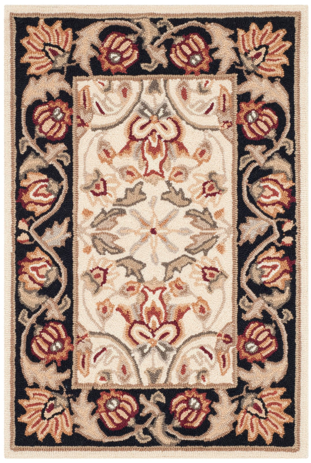 Safavieh Gentry Hand Hooked  Rug Ivory / Black EZC101A-2