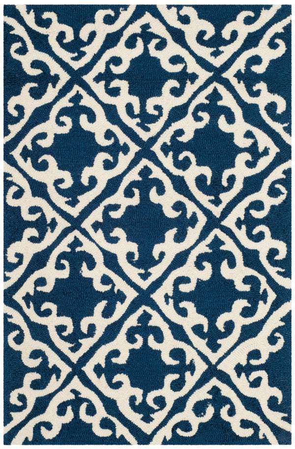 Safavieh Easy Care 416 Hand Hooked  Rug Navy / Ivory EZC416A-2