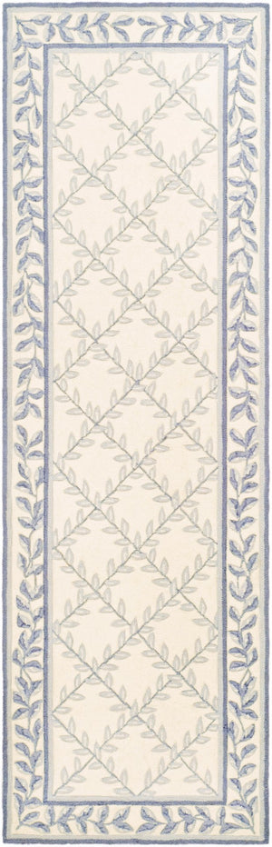 Safavieh Lattice Vine Hand Hooked  Rug Ivory / Light Blue EZC430A-2