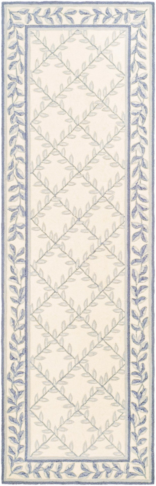Safavieh Lattice Vine Hand Hooked  Rug Ivory / Light Blue EZC430A-2