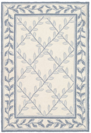 Safavieh Lattice Vine Hand Hooked  Rug Ivory / Light Blue EZC430A-2