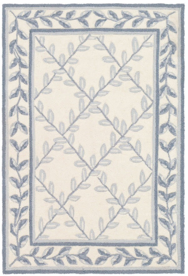 Safavieh Lattice Vine Hand Hooked  Rug Ivory / Light Blue EZC430A-2