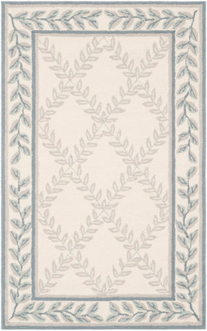 Safavieh Lattice Vine Hand Hooked  Rug Ivory / Light Blue EZC430A-3
