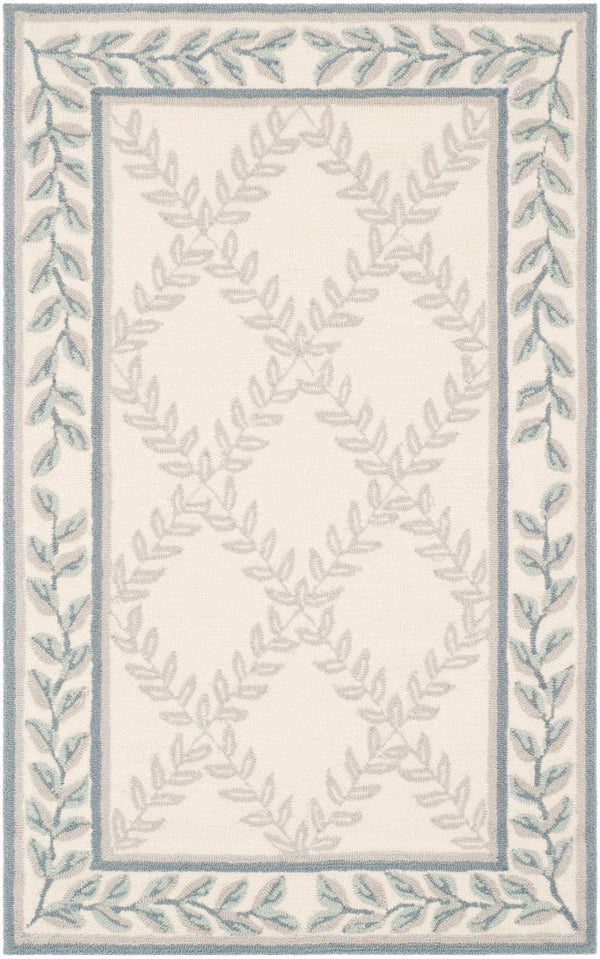 Safavieh Lattice Vine Hand Hooked  Rug Ivory / Light Blue EZC430A-3