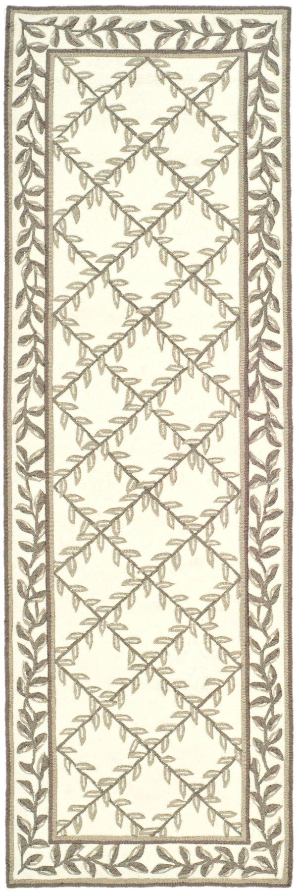 Safavieh Lattice Vine Hand Hooked  Rug Ivory / Sage EZC430B-2