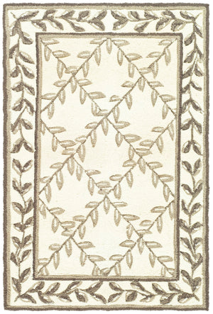 Safavieh Lattice Vine Hand Hooked  Rug Ivory / Sage EZC430B-2