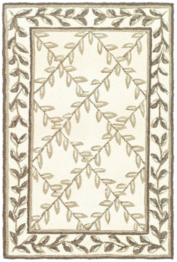 Safavieh Lattice Vine Hand Hooked  Rug Ivory / Sage EZC430B-2