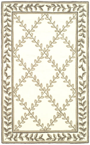 Safavieh Lattice Vine Hand Hooked  Rug Ivory / Sage EZC430B-3