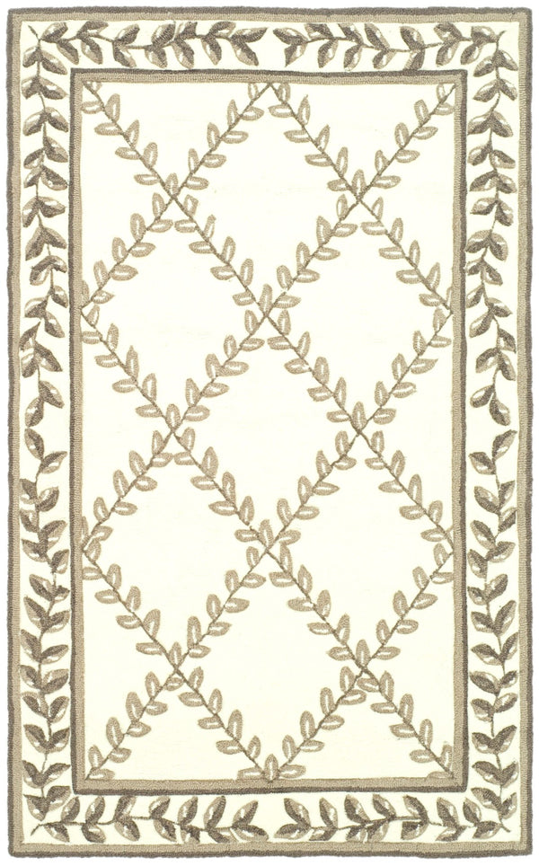 Safavieh Lattice Vine Hand Hooked  Rug Ivory / Sage EZC430B-3