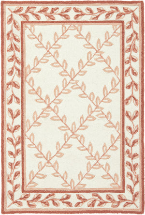 Safavieh Lattice Vine Hand Hooked  Rug Ivory / Beige EZC430C-2
