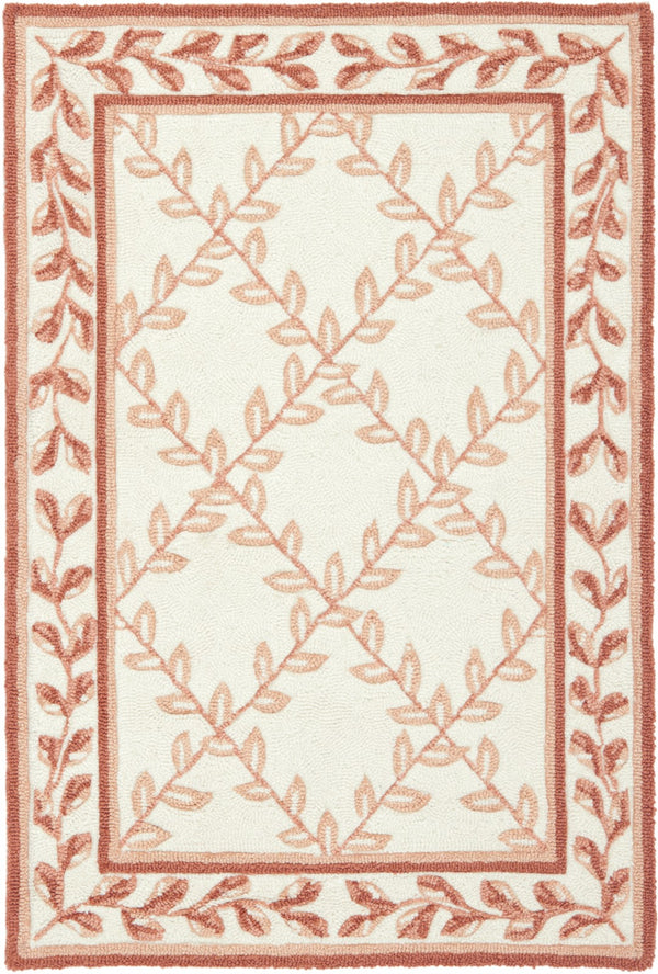 Safavieh Lattice Vine Hand Hooked  Rug Ivory / Beige EZC430C-2