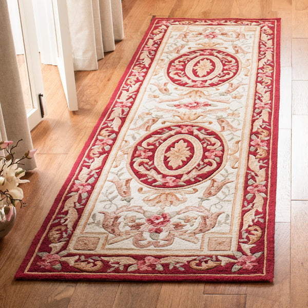 Safavieh Ezc472 Hand Hooked  Rug Ivory / Burgundy EZC472A-2
