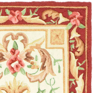 Safavieh Ezc472 Hand Hooked  Rug Ivory / Burgundy EZC472A-2