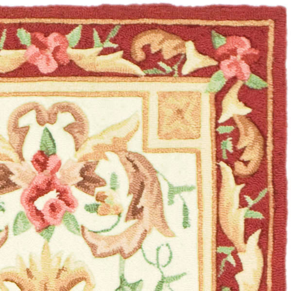 Safavieh Ezc472 Hand Hooked  Rug Ivory / Burgundy EZC472A-2