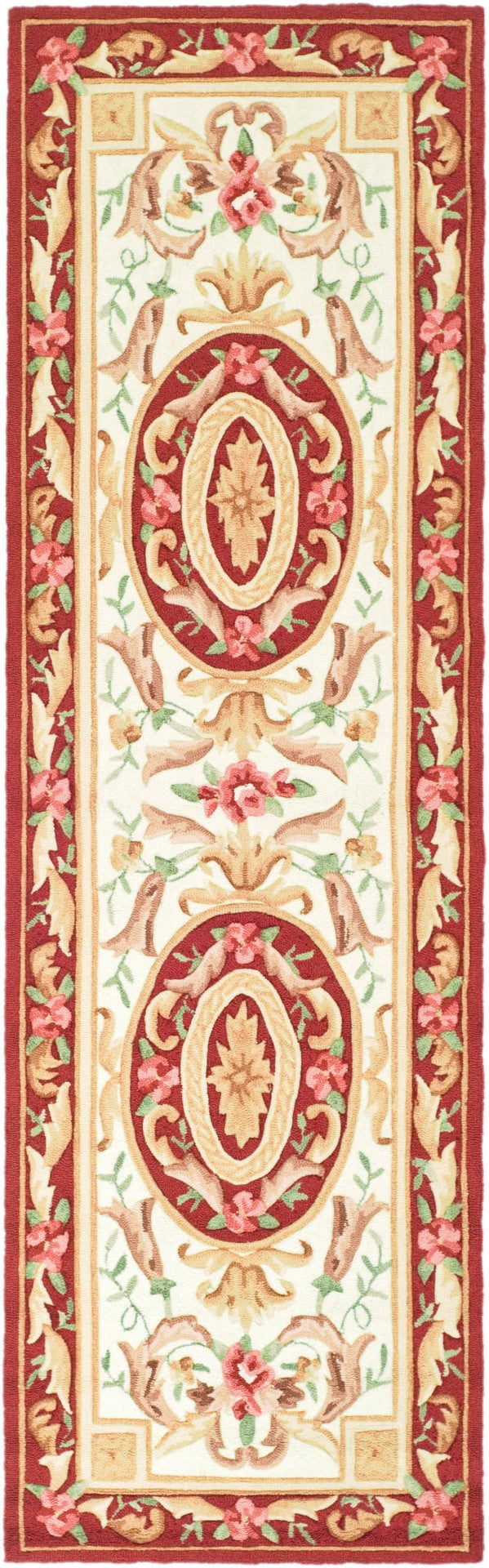 Safavieh Ezc472 Hand Hooked  Rug Ivory / Burgundy EZC472A-2