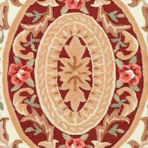 Safavieh Ezc472 Hand Hooked  Rug Ivory / Burgundy EZC472A-3