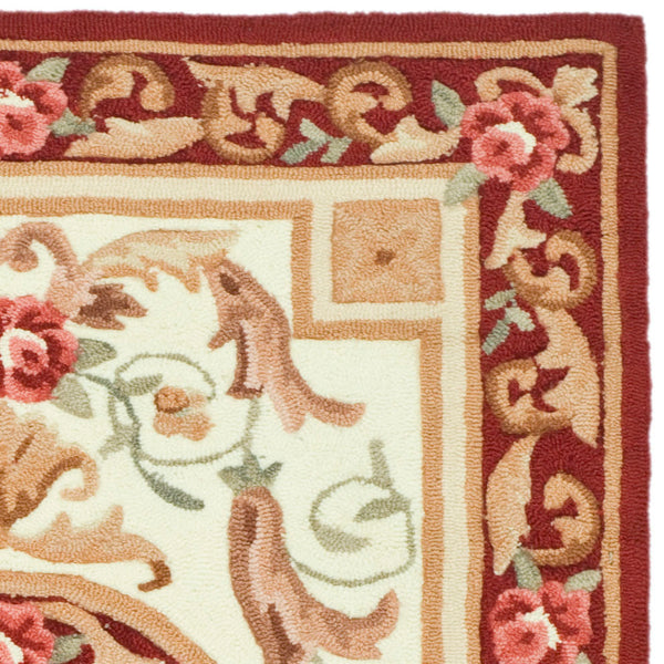 Safavieh Ezc472 Hand Hooked  Rug Ivory / Burgundy EZC472A-3
