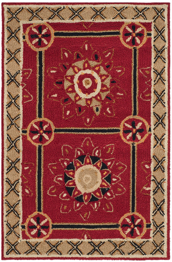 Safavieh Easy Care Hand Hooked  Rug Red / Natural EZC711A-2
