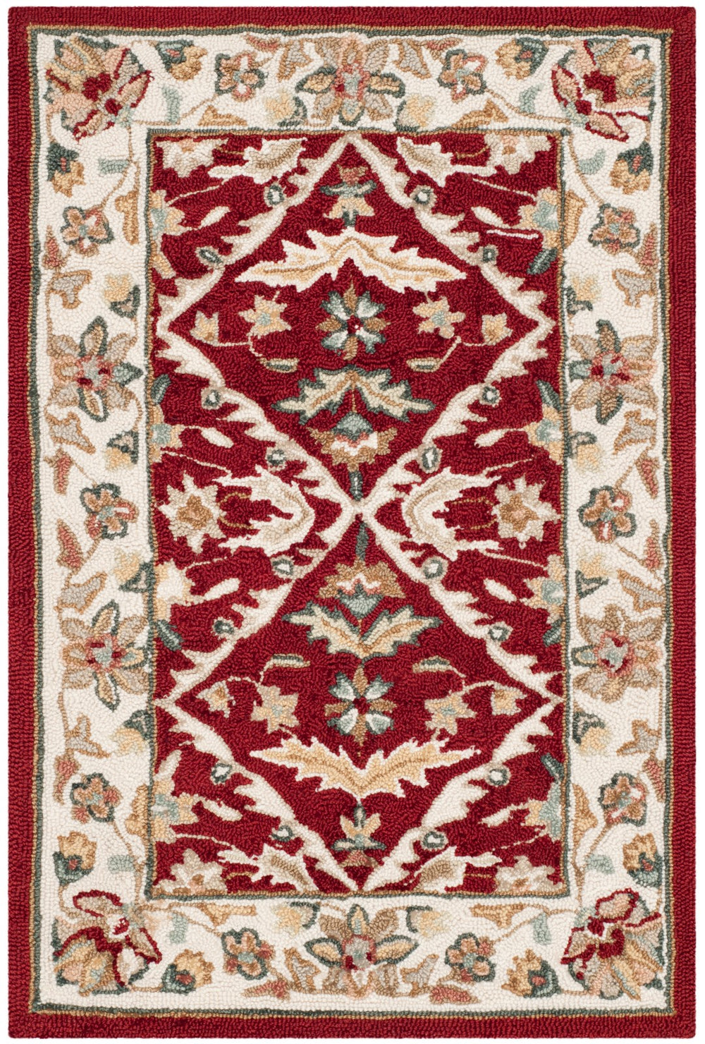 Safavieh Hannah Hand Hooked  Rug Red / Ivory EZC717A-2