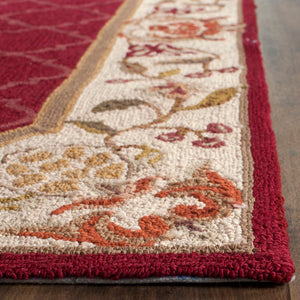 Safavieh Ezc Hand-hooked Area Rug - Elegant Lattice Design With Floral Border For Timeless Home Decor Style Burgundy ,Ivory Polypropylene Ezc753c-3