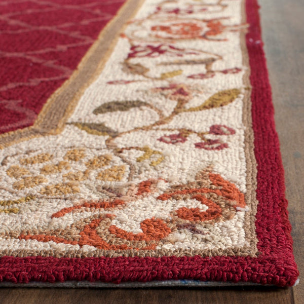 Safavieh Ezc Hand-hooked Area Rug - Elegant Lattice Design With Floral Border For Timeless Home Decor Style Burgundy ,Ivory Polypropylene Ezc753c-3