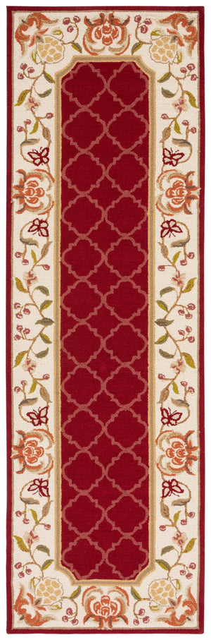 Safavieh Ezc Hand-hooked Area Rug - Elegant Lattice Design With Floral Border For Timeless Home Decor Style Burgundy ,Ivory Polypropylene Ezc753c-3