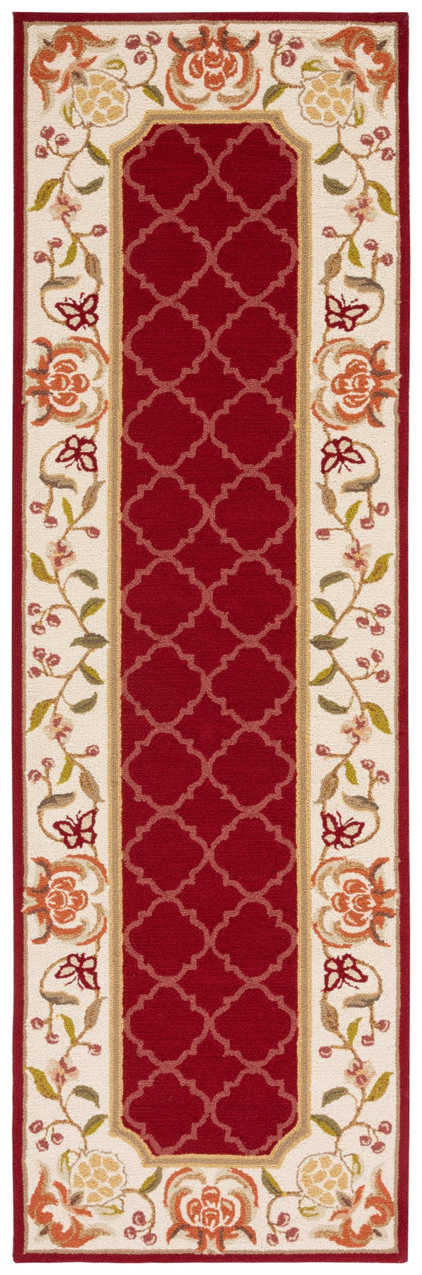 Safavieh Ezc Hand-hooked Area Rug - Elegant Lattice Design With Floral Border For Timeless Home Decor Style Burgundy ,Ivory Polypropylene Ezc753c-3