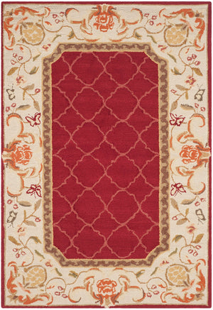 Safavieh Ezc Hand-hooked Area Rug - Elegant Lattice Design With Floral Border For Timeless Home Decor Style Burgundy ,Ivory Polypropylene Ezc753c-3