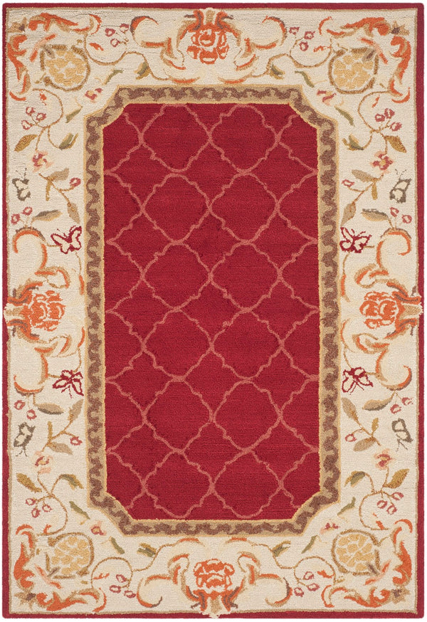 Safavieh Ezc Hand-hooked Area Rug - Elegant Lattice Design With Floral Border For Timeless Home Decor Style Burgundy ,Ivory Polypropylene Ezc753c-3