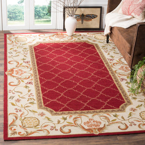 Safavieh Ezc Hand-hooked Area Rug - Elegant Lattice Design With Floral Border For Timeless Home Decor Style Burgundy ,Ivory Polypropylene Ezc753c-3
