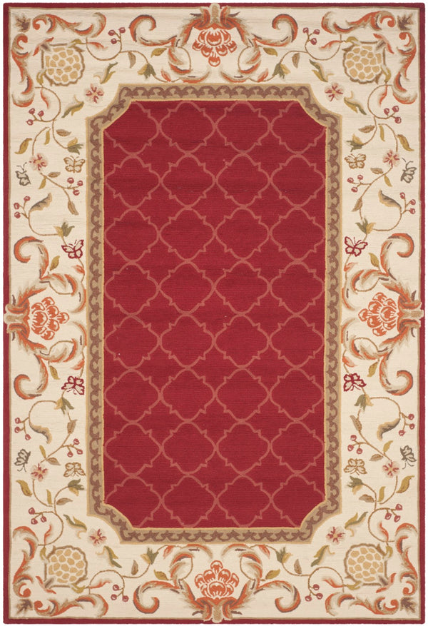 Safavieh Ezc Hand-hooked Area Rug - Elegant Lattice Design With Floral Border For Timeless Home Decor Style Burgundy ,Ivory Polypropylene Ezc753c-3