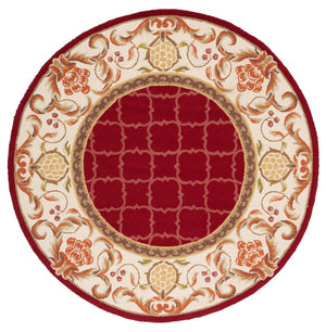 Safavieh Ezc Hand-hooked Area Rug - Elegant Lattice Design With Floral Border For Timeless Home Decor Style Burgundy ,Ivory Polypropylene Ezc753c-3
