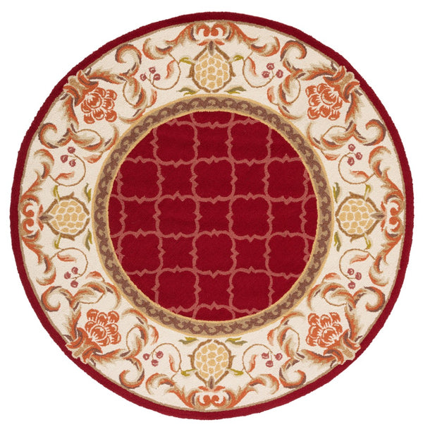 Safavieh Ezc Hand-hooked Area Rug - Elegant Lattice Design With Floral Border For Timeless Home Decor Style Burgundy ,Ivory Polypropylene Ezc753c-3