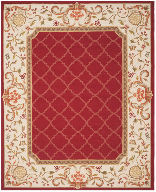 Safavieh Ezc Hand-hooked Area Rug - Elegant Lattice Design With Floral Border For Timeless Home Decor Style Burgundy ,Ivory Polypropylene Ezc753c-3
