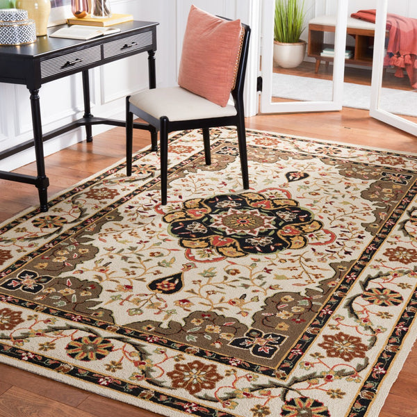 Safavieh Eazy Hand-hooked Polypropylene Area Rug - Timeless Elegance With Intricate Medallion Design For Home Decor Cream ,Olive Polypropylene Ezc757g-3